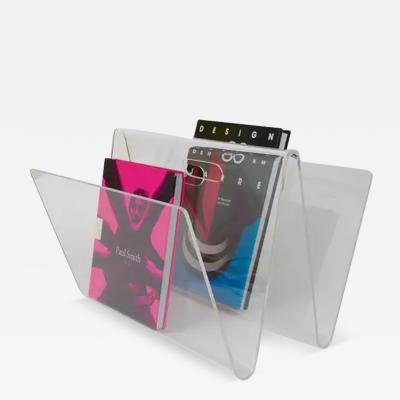 Postmodern Lucite ZigZag News Rack Magazine Stand Italy 1980s