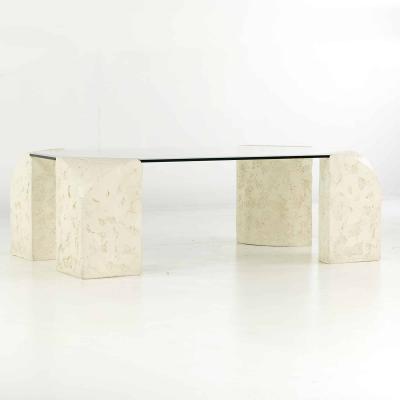 Postmodern Mactan Glass and Pastor Stone Coffee Table