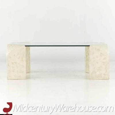 Postmodern Mactan Glass and Pastor Stone Coffee Table