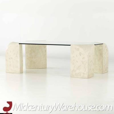 Postmodern Mactan Glass and Pastor Stone Coffee Table