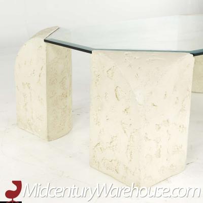 Postmodern Mactan Glass and Pastor Stone Coffee Table