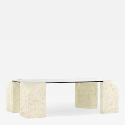 Postmodern Mactan Glass and Pastor Stone Coffee Table