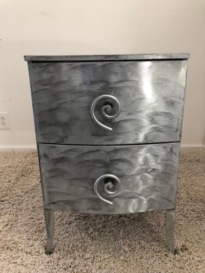 Postmodern Memphis Style Brushed Aluminum Nightstands End Tables