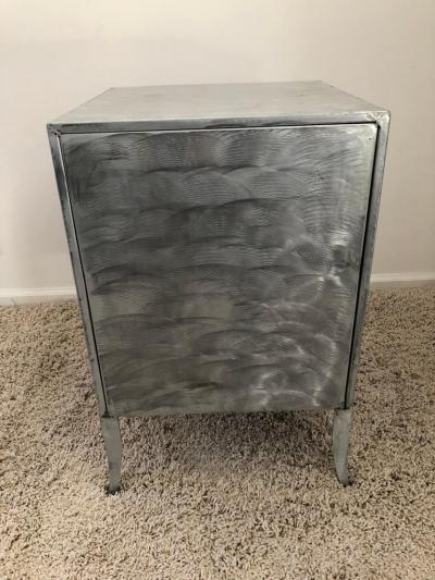 Postmodern Memphis Style Brushed Aluminum Nightstands End Tables