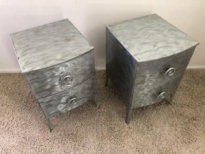 Postmodern Memphis Style Brushed Aluminum Nightstands End Tables