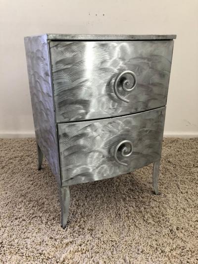 Postmodern Memphis Style Brushed Aluminum Nightstands End Tables