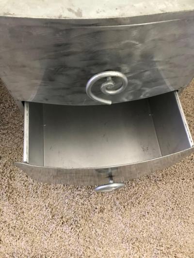 Postmodern Memphis Style Brushed Aluminum Nightstands End Tables