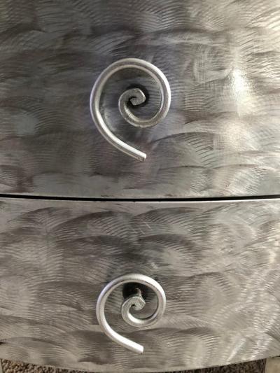 Postmodern Memphis Style Brushed Aluminum Nightstands End Tables