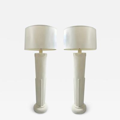 Postmodern Plaster Art Deco Revival Floor Lamps a Pair