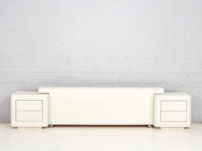 Postmodern Plaster Headboard w Nightstands 1970