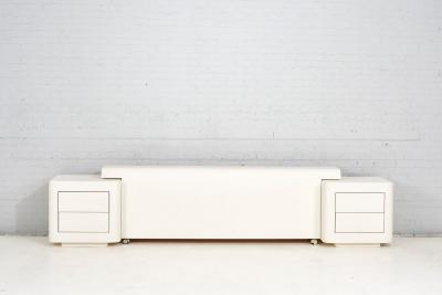 Postmodern Plaster Headboard w Nightstands 1970