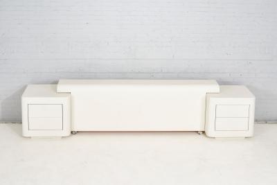 Postmodern Plaster Headboard w Nightstands 1970