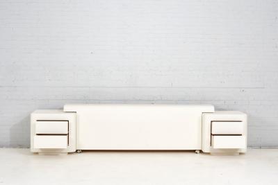 Postmodern Plaster Headboard w Nightstands 1970