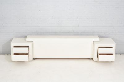 Postmodern Plaster Headboard w Nightstands 1970