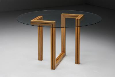 Postmodern Round Glass Dining Table 1970s