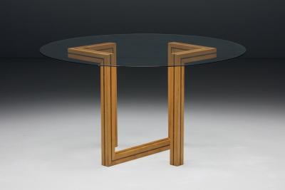 Postmodern Round Glass Dining Table 1970s