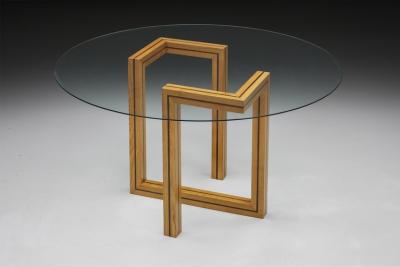Postmodern Round Glass Dining Table 1970s