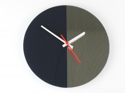 Postmodern Striped Mirror Glass Black White Wall Clock 1980s England