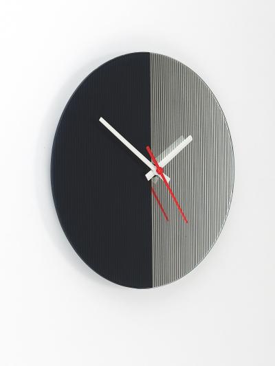 Postmodern Striped Mirror Glass Black White Wall Clock 1980s England