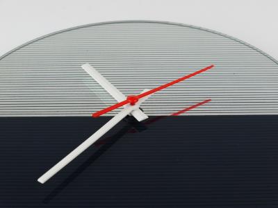 Postmodern Striped Mirror Glass Black White Wall Clock 1980s England