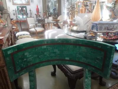 Postmodern Tessellated Stone And Brass Klismos Chair By Maitland Smith