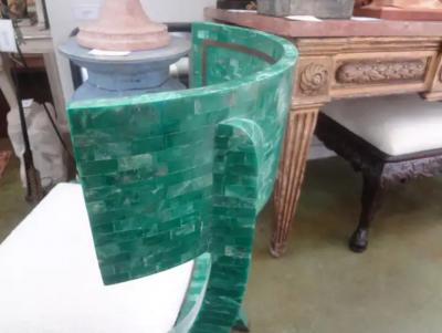 Postmodern Tessellated Stone And Brass Klismos Chair By Maitland Smith