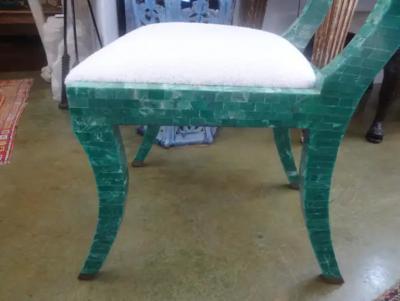 Postmodern Tessellated Stone And Brass Klismos Chair By Maitland Smith