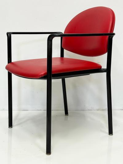Postmodern Vintage Upholstered Steel Dining Armchairs Set of 4 USA