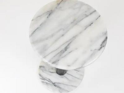 Postmodern White Carrara Marble Flower Stand Pedestal Table Italy 1980s