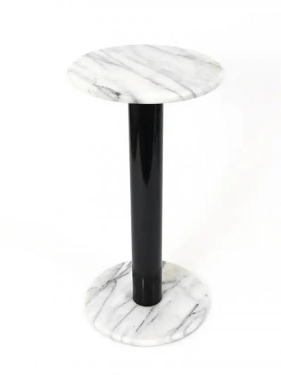 Postmodern White Carrara Marble Flower Stand Pedestal Table Italy 1980s