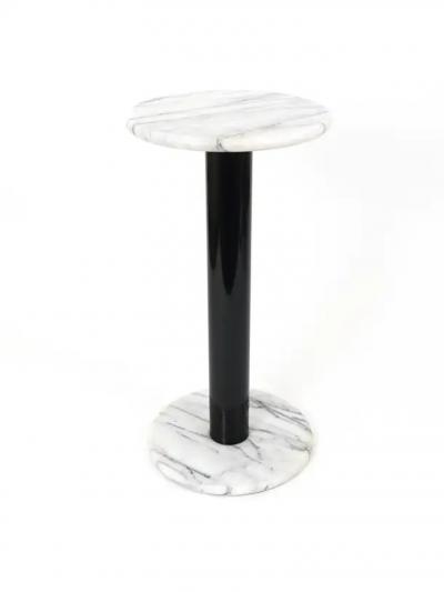 Postmodern White Carrara Marble Flower Stand Pedestal Table Italy 1980s