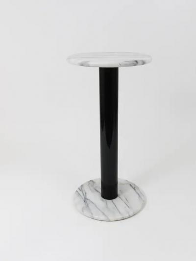 Postmodern White Carrara Marble Flower Stand Pedestal Table Italy 1980s