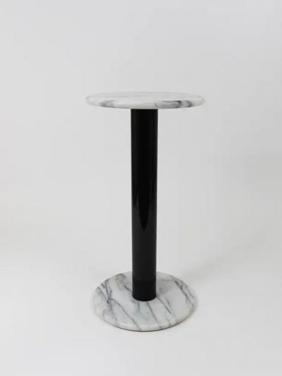 Postmodern White Carrara Marble Flower Stand Pedestal Table Italy 1980s