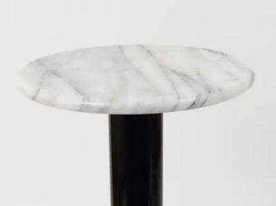 Postmodern White Carrara Marble Flower Stand Pedestal Table Italy 1980s