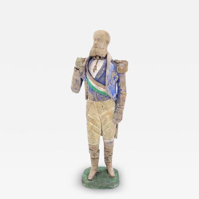 Pottery Painted Statue of Maximilian I of Mexico 19th Century