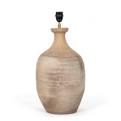 Pottery Vessel Lamp with Linen Coolie Shade