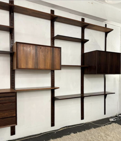 Poul Cadovius Mid Century Suspended Wooden Wall Unit by Poul Cadovius Denmark 1960s