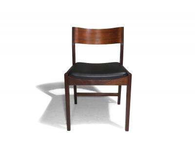 Poul Cadovius Midcentury CADO Danish Teak Dining Chairs in Black Leather