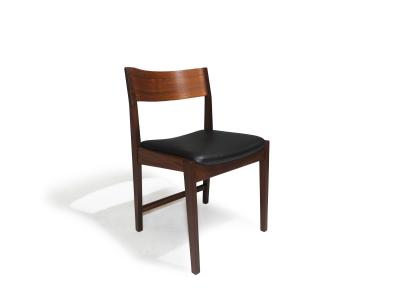 Poul Cadovius Midcentury CADO Danish Teak Dining Chairs in Black Leather