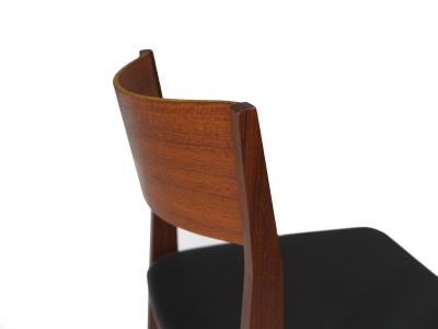 Poul Cadovius Midcentury CADO Danish Teak Dining Chairs in Black Leather