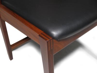 Poul Cadovius Midcentury CADO Danish Teak Dining Chairs in Black Leather