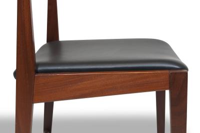 Poul Cadovius Midcentury CADO Danish Teak Dining Chairs in Black Leather