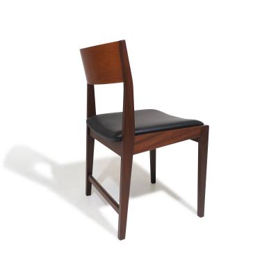 Poul Cadovius Midcentury CADO Danish Teak Dining Chairs in Black Leather