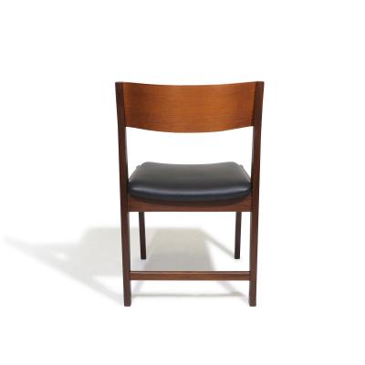 Poul Cadovius Midcentury CADO Danish Teak Dining Chairs in Black Leather