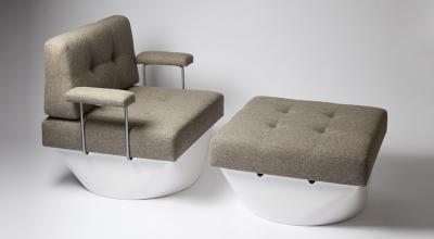 Poul Cadovius Pair of easy chairs and foot stools by Poul Cadovius 1960 s