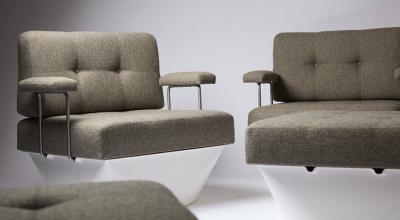 Poul Cadovius Pair of easy chairs and foot stools by Poul Cadovius 1960 s