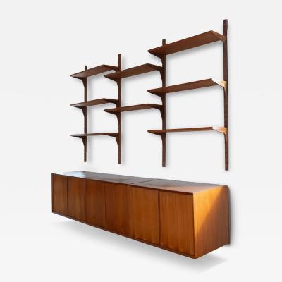 Poul Cadovius Poul Cadovious SYSTEM ROYAL 3 Bay Teak Wall Unit 3 Media Cabinets 8 Shelves