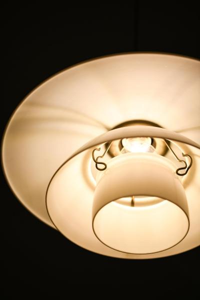 Poul Henningsen Ceiling Lamp Model PH 4 4 in Opaline Glass and Metal by Poul Henningsen 1930s