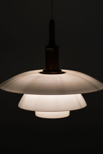 Poul Henningsen Ceiling Lamp Model PH 4 4 in Opaline Glass and Metal by Poul Henningsen 1930s
