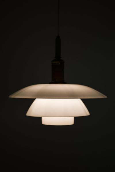 Poul Henningsen Ceiling Lamp Model PH 4 4 in Opaline Glass and Metal by Poul Henningsen 1930s